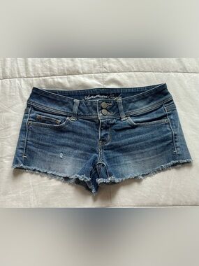 American Eagle Y2K Low Rise Micro Mini Denim Shorts 4 2000s Preppy Cute Casual